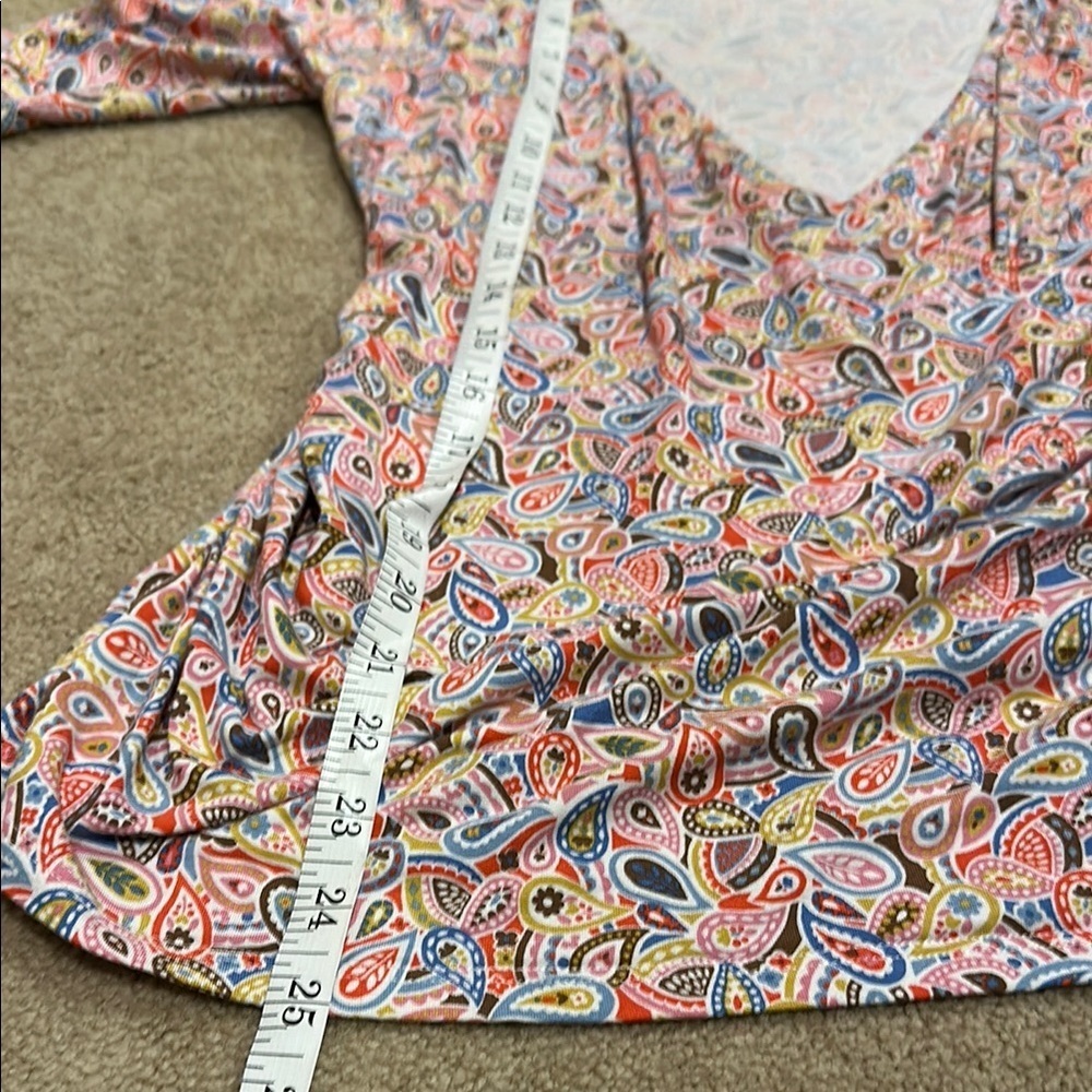Boden Pink and Orange Wrap Blouse with Ruched Sleeves​​​ - Picture 5 of 7